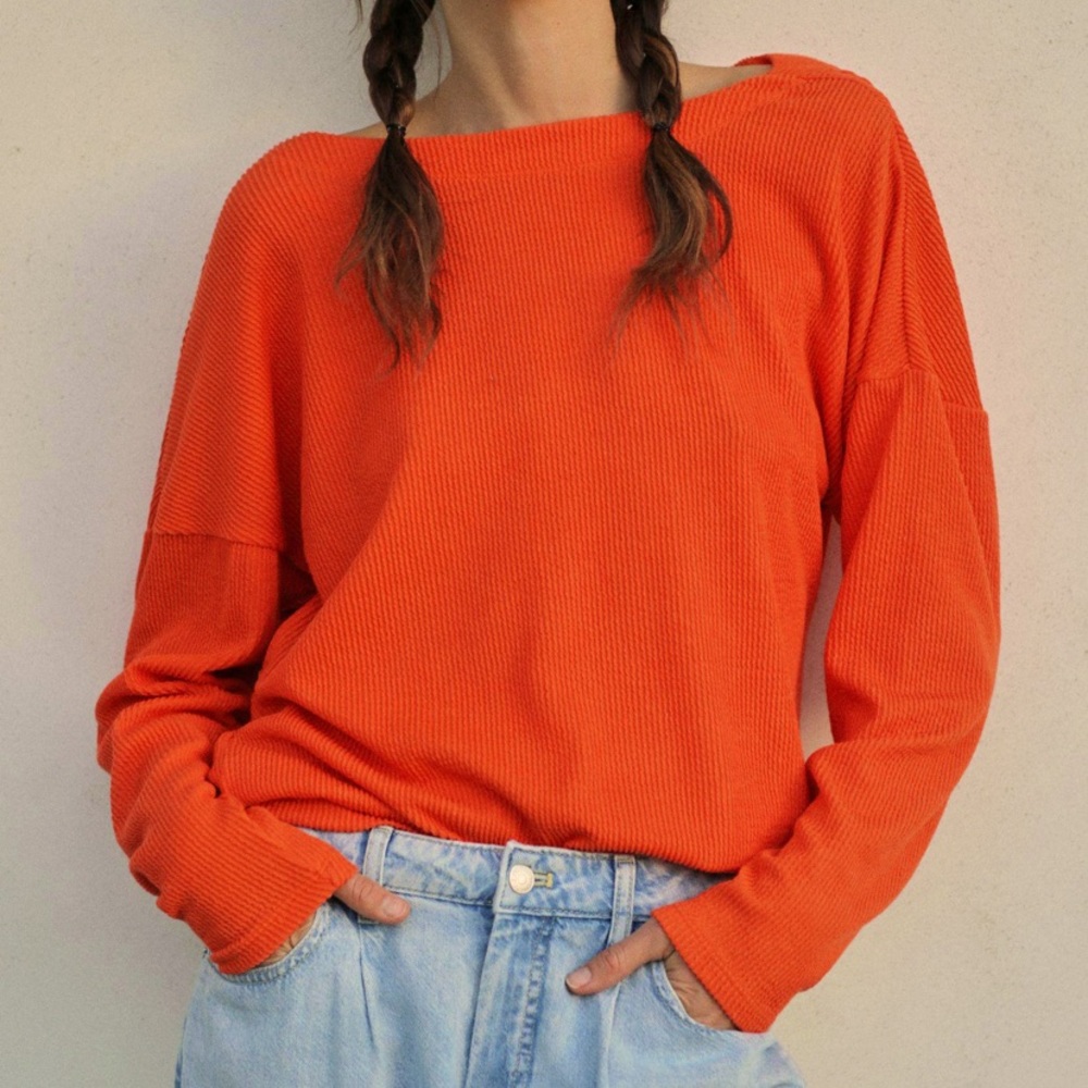 NWT ANTHRO Maeve Kasi Pullover Lightweight Sweater Tangerine Orange